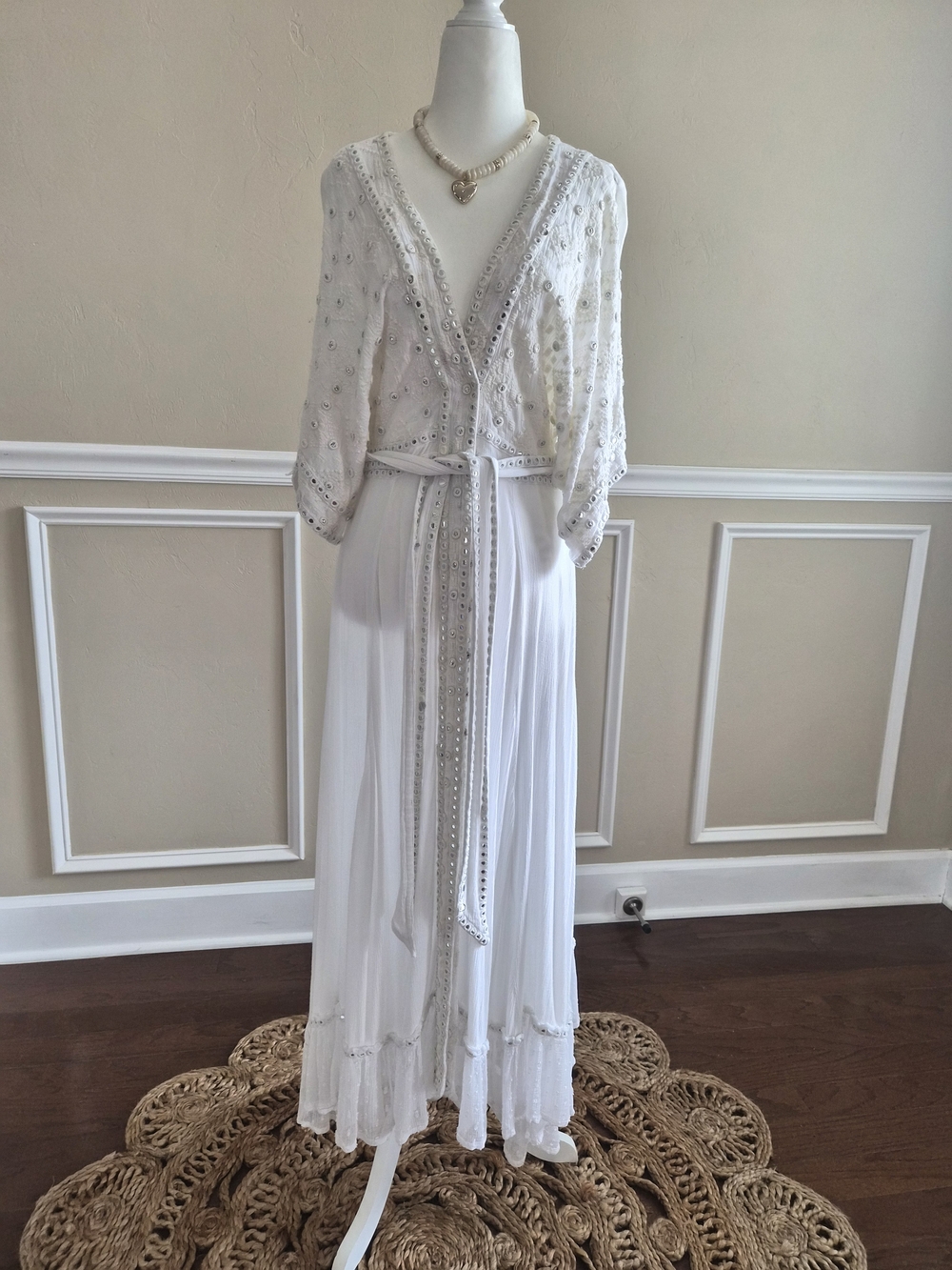 White Embellished Maxi Dress - Brand Unspecified
